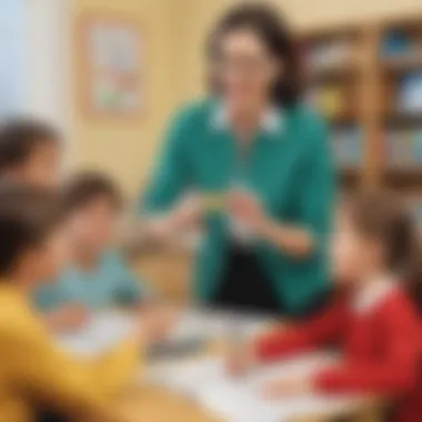 Teacher Guiding Students A teacher guiding students through phonics blends activities.