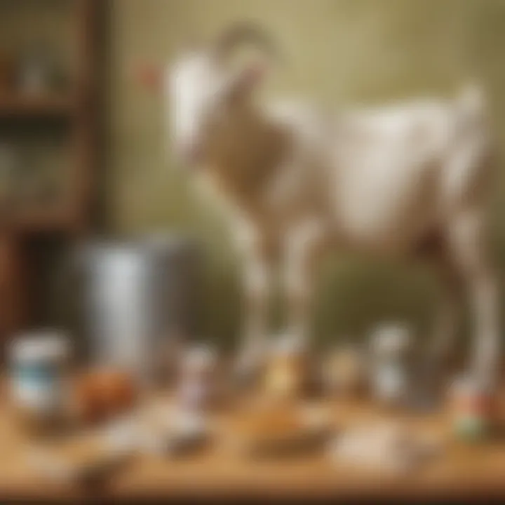 Nutritional supplements tailored for goats in a feeding container.