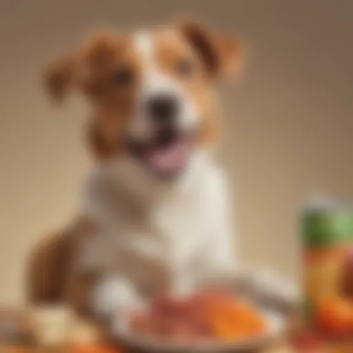 Happy dog eating nutritious food