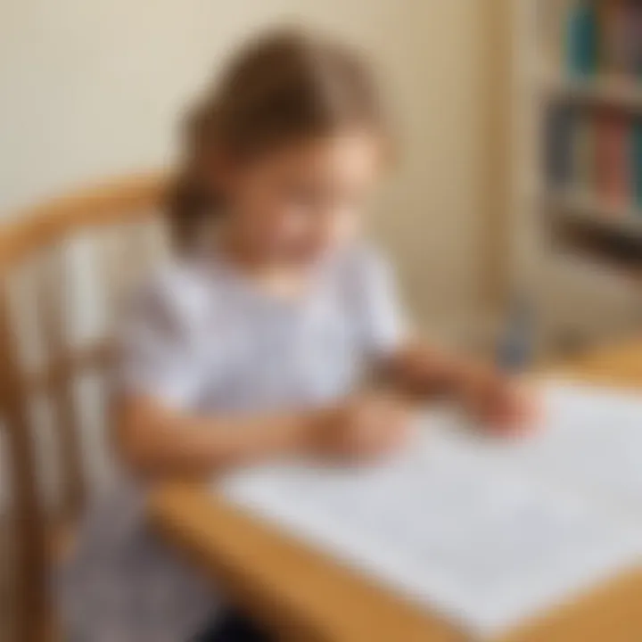 Child progressing in literacy with practice sheets