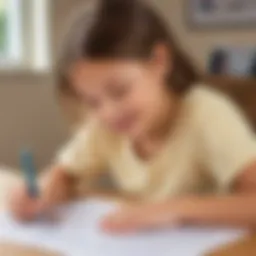 A child engaging with lower case letters practice sheet
