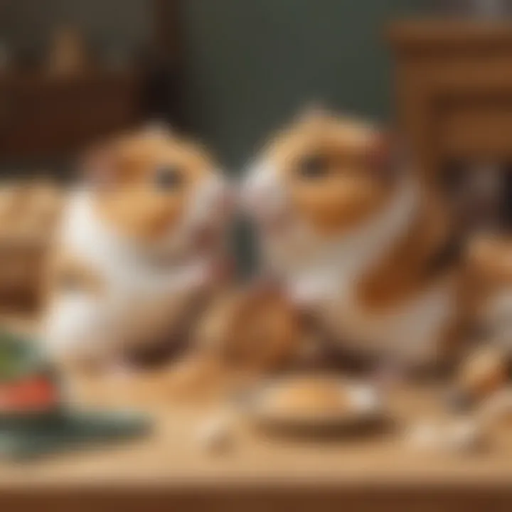 Hamsters interacting playfully