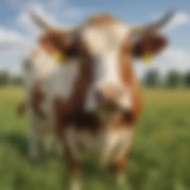 Cow in Its Natural Habitat Close-up of a cow grazing in a field