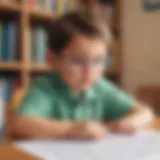 A child focused on a word search puzzle
