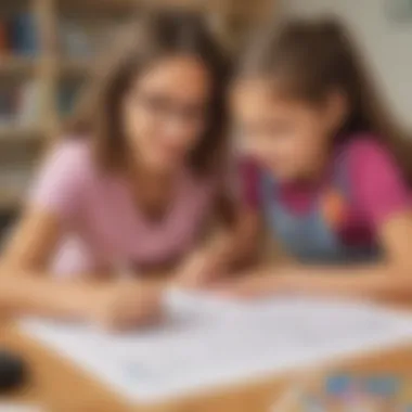 A parent and child collaborating on a word search