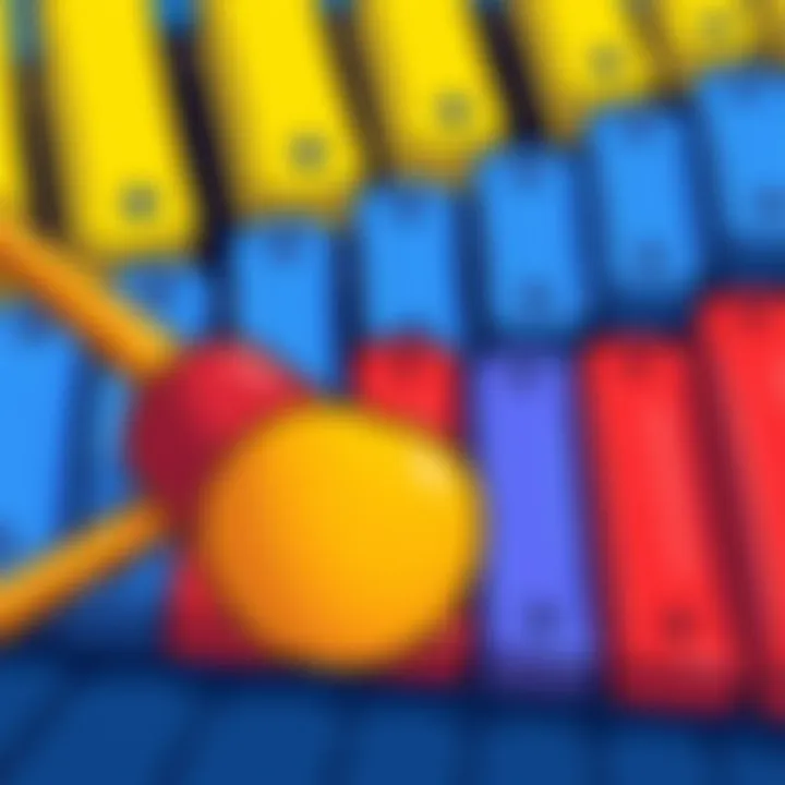 The Heart of the Xylophone A close-up of xylophone mallets resting on vibrant xylophone bars