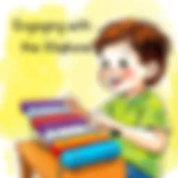 A young child playing a colorful xylophone with enthusiasm