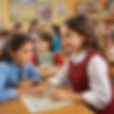 A vibrant classroom setting showcasing children engaged in learning Italian through interactive activities.