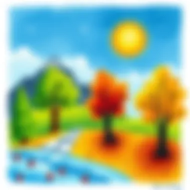 Colorful representation of the four seasons