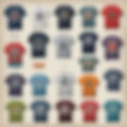 Detailed layout showcasing various t-shirt design elements