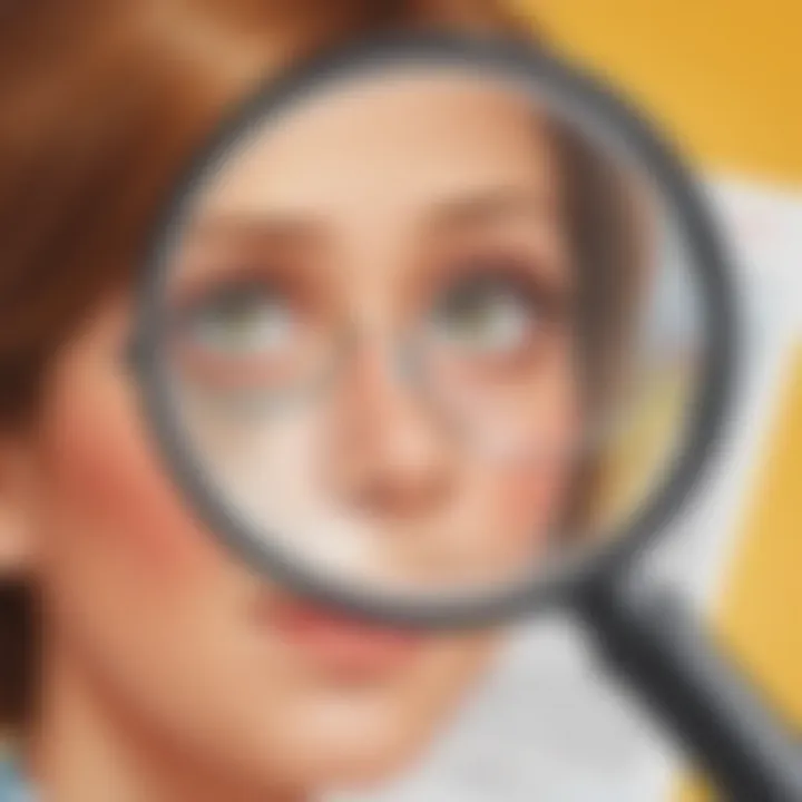 Illustration depicting a magnifying glass focusing on a noun in a sentence