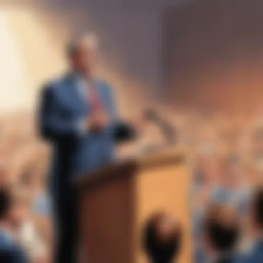 Confident speaker on stage