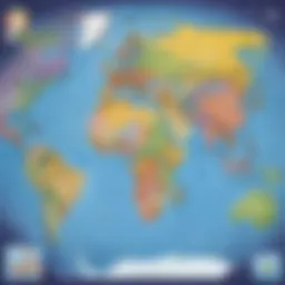 Colorful map of the continents