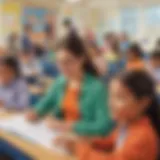 A vibrant classroom setting with children engaged in a math activity