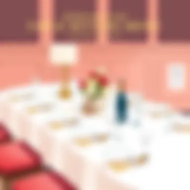 An elegant table setting adorned with floral centerpieces and stylish dinnerware