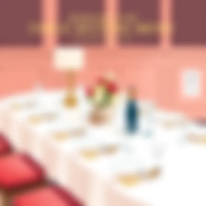 An elegant table setting adorned with floral centerpieces and stylish dinnerware