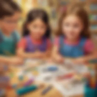 Kids Crafting Together Children engaged in crafting a wanted sign with various art supplies