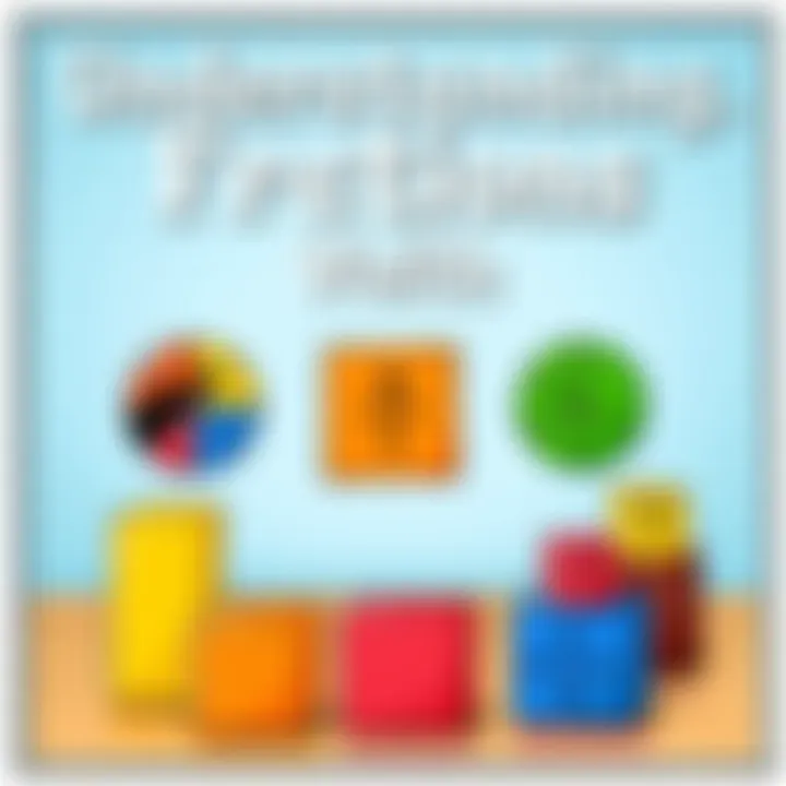 Visual representation of fraction concepts using colorful blocks