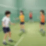 Children participating in badminton drills