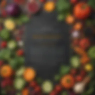 Vibrant Recipe Template Design An elegant recipe template showcasing vibrant vegetables and fruits
