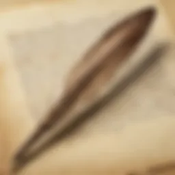 Illustration of a quill pen on a parchment