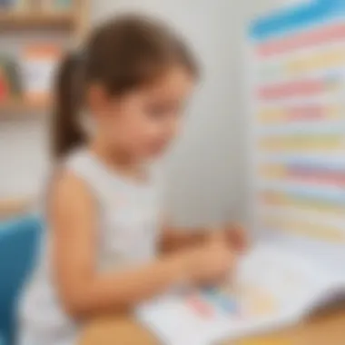 Child Engaging with Visual Schedule Child interacting with a visual schedule