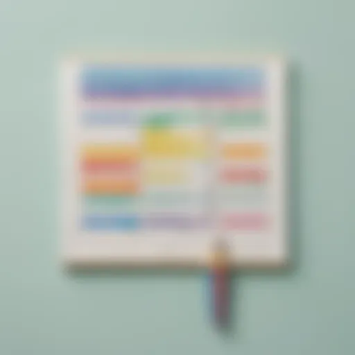 A colorful visual schedule displayed on a wall