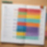 Visual representation of an educational project plan framework with colorful sections.