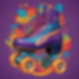 Colorful roller skate invitation design with vibrant elements