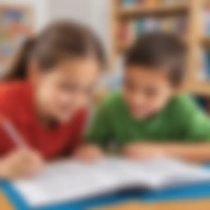 Classroom setting with children engaged in minibook activities