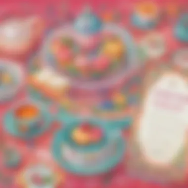 Vibrant Colorful Tea Party Invitation An exciting invitation layout featuring a vibrant color palette and fun, child-friendly fonts.