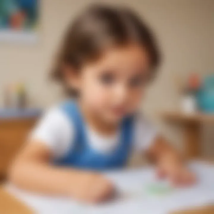 Illustration of young child engaged in timeline activity