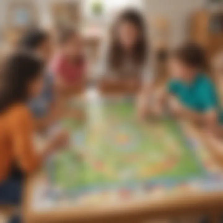 An engaging classroom setting where children are playing a board game