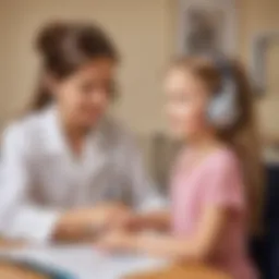 Illustration of a child receiving a hearing test