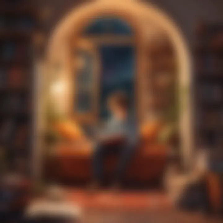 A child immersed in a captivating book in a cozy reading nook