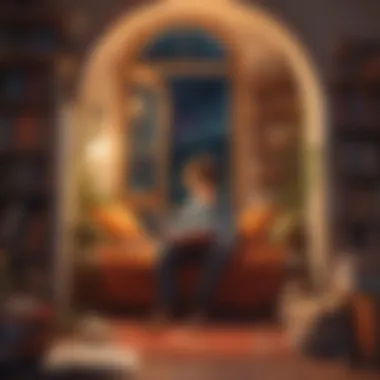 Engaging Reading Environment A child immersed in a captivating book in a cozy reading nook