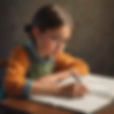 Fostering Critical Thinking A thoughtful child pondering over a book with a notepad and pencil