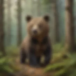 Curious Baby Bear exploring the forest