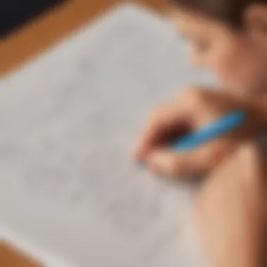 Close-up of a user engaging with a cursive writing application.