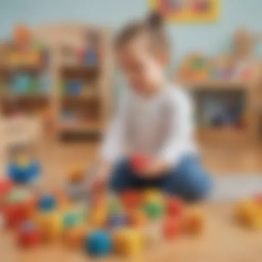 Child in daycare center playing with educational toys