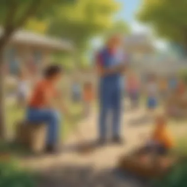 Outdoor Recreation Oversight Daycare worker supervising outdoor playtime