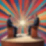 Debate podium with abstract background