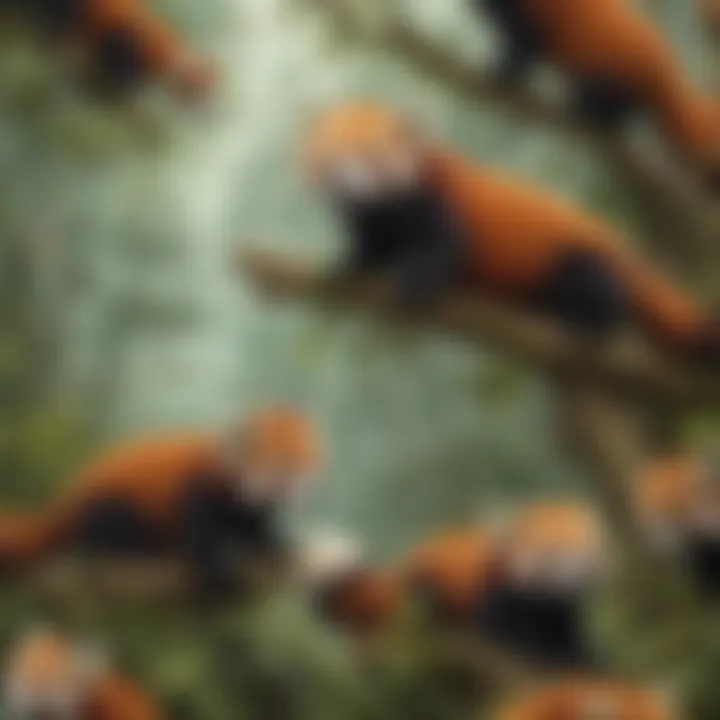 Illustration showing climate change effects on red panda ecosystem