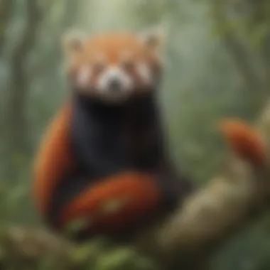 Illustration showcasing conservation efforts to protect red pandas