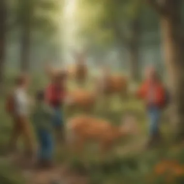 Kids enjoying a fun deer-themed scavenger hunt