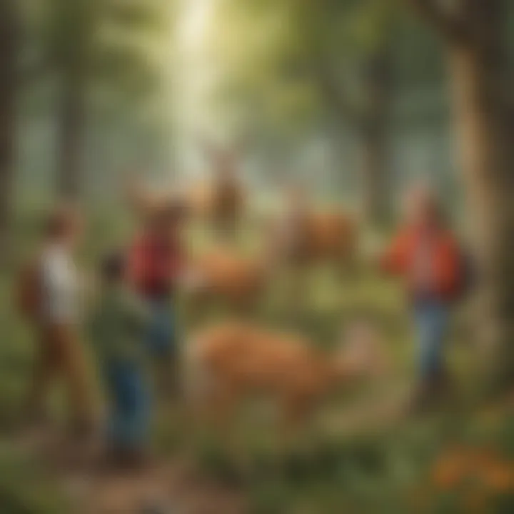 Kids enjoying a fun deer-themed scavenger hunt