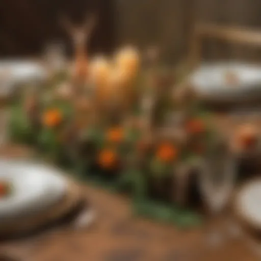Woodland-inspired table centerpiece with deer figurines