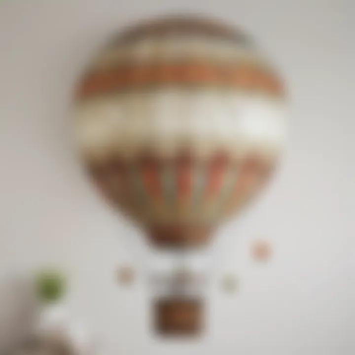 Detailed hot air balloon decal on a pristine white wall