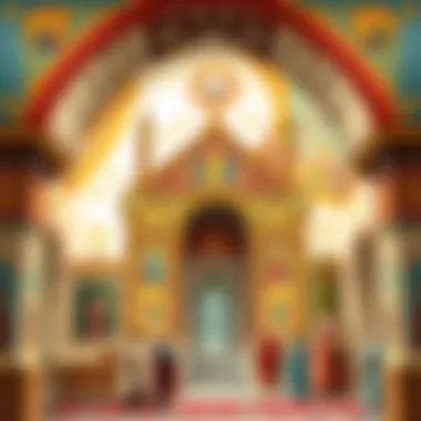 Artistic representation of Byzantine art and mosaics, highlighting its unique style.