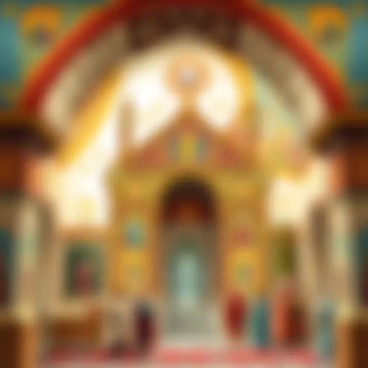 Artistic representation of Byzantine art and mosaics, highlighting its unique style.